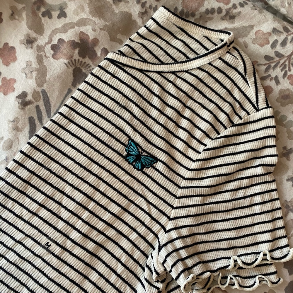 NWT Striped Butterfly Crop Top